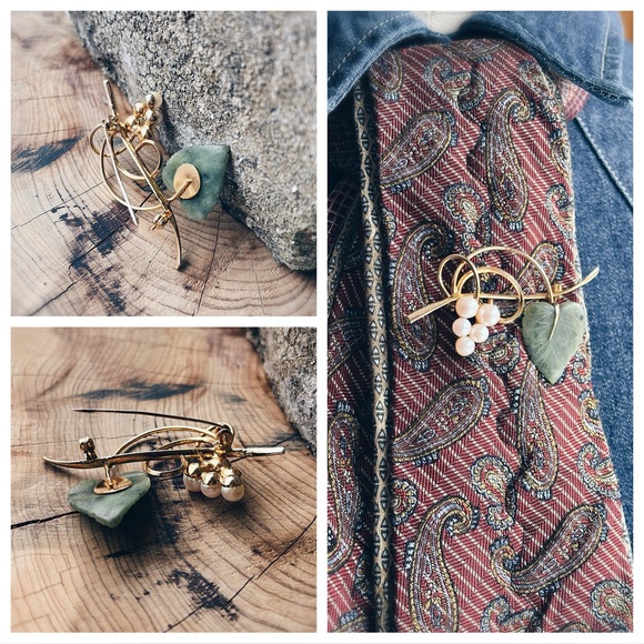 Jade Brooch Mid Century Modern - Picture 6 of 10